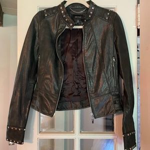 Leather jacket with studs